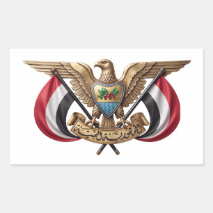 Yemen country coat arms symbol emblem flag hawk rectangular sticker