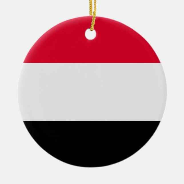 Yemen Flag Ceramic Tree Decoration (Front)