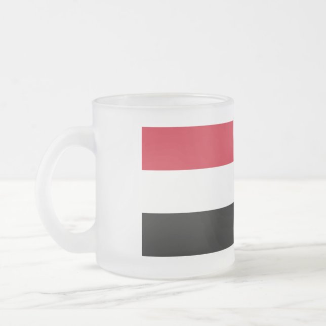 Yemen Flag Frosted Glass Coffee Mug (Left)