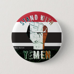Yemen Flag Liberation Fist, Anti-War Protest 6 Cm Round Badge