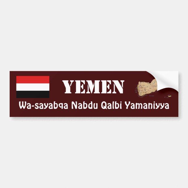 Yemen Flag + Map Bumper Sticker (Front)
