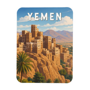 Yemen Illustration Travel Art Vintage Magnet