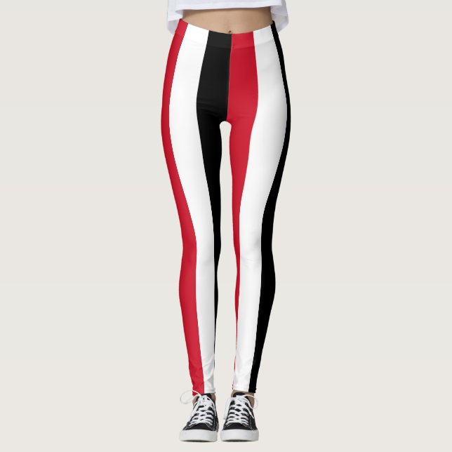 Yemen National Flag Colours Vertical Striped Leggings (Front)