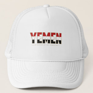 Yemen National Flag Typography Trucker Hat