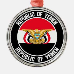 Yemen Round Emblem Metal Tree Decoration