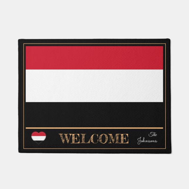 Yemen & Yemen Flag house mats/sports Welcome Doormat (Front)