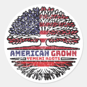 Yemen Yemeni US American USA United States Tree Classic Round Sticker