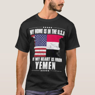 Yemeni American Patriot Grown Proud Home Heart USA T-Shirt