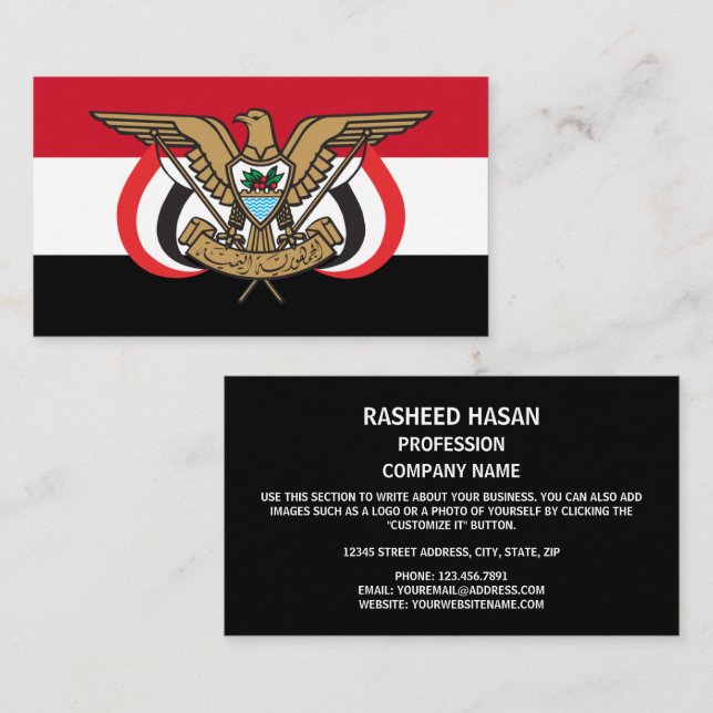 Yemeni Flag & Emblem, Flag of Yemen Business Card (Front/Back)