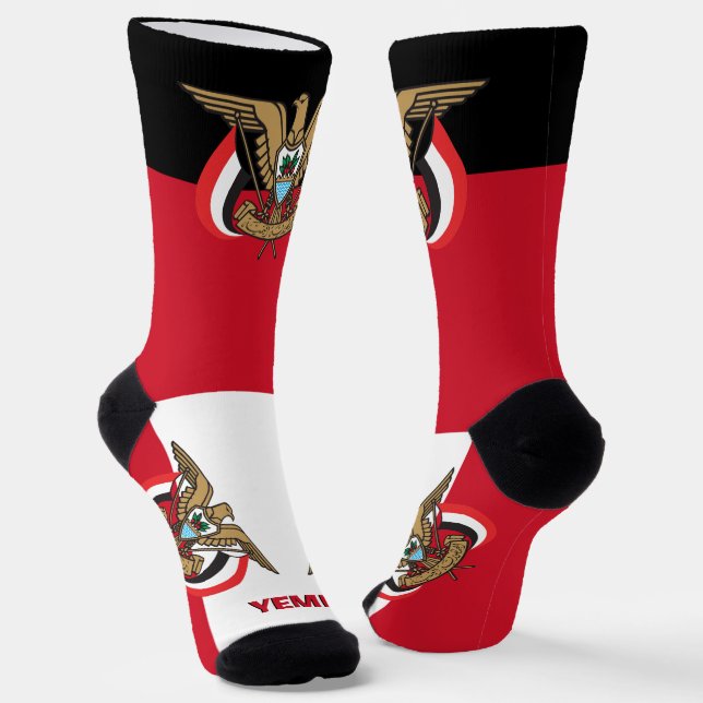 Yemeni Flag Patriotic, Sustainable Yemen Premium Socks (Angled)