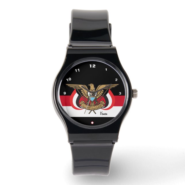 Yemeni Flag Watch, Emblem, Yemen fashion /sports Watch (Front)