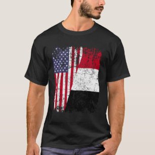 Yemeni Roots Half American Flag Yemen T-Shirt