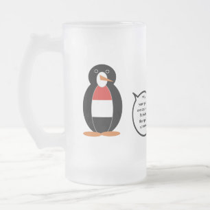 Yemeni Talking Ms. Penguin Personalised Frosted Glass Beer Mug