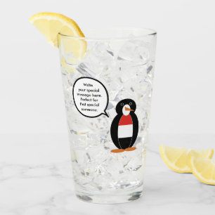 Yemeni Talking Ms. Penguin Personalised Glass