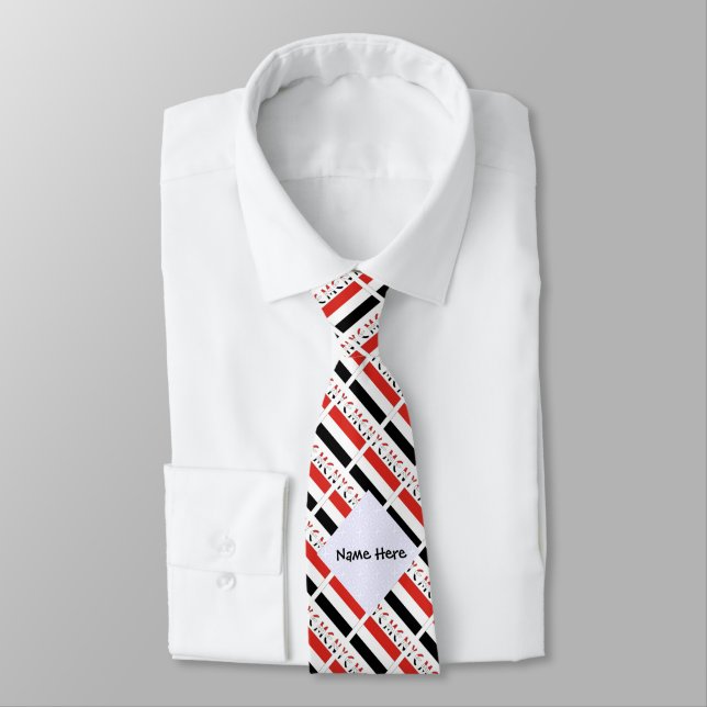 Yemeni Yemeni Flag Tiled Black Personalisation  Tie (Tied)