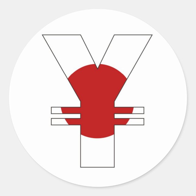 yen currency symbol money sign japan flag classic round sticker (Front)