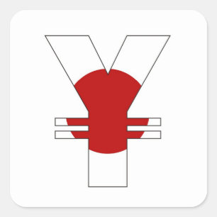 yen currency symbol money sign japan flag square sticker