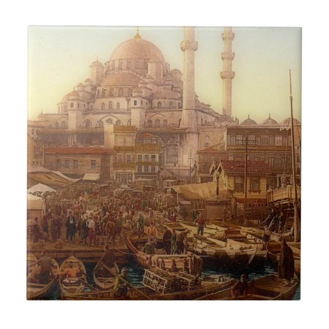 Yeni Cami mosque and Eminönü bazaar -ISTANBUL   Tile (Front)