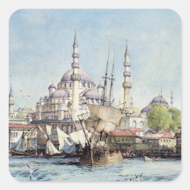 Yeni Jami and St. Sophia from the Golden Horn, pla Square Sticker (Front)