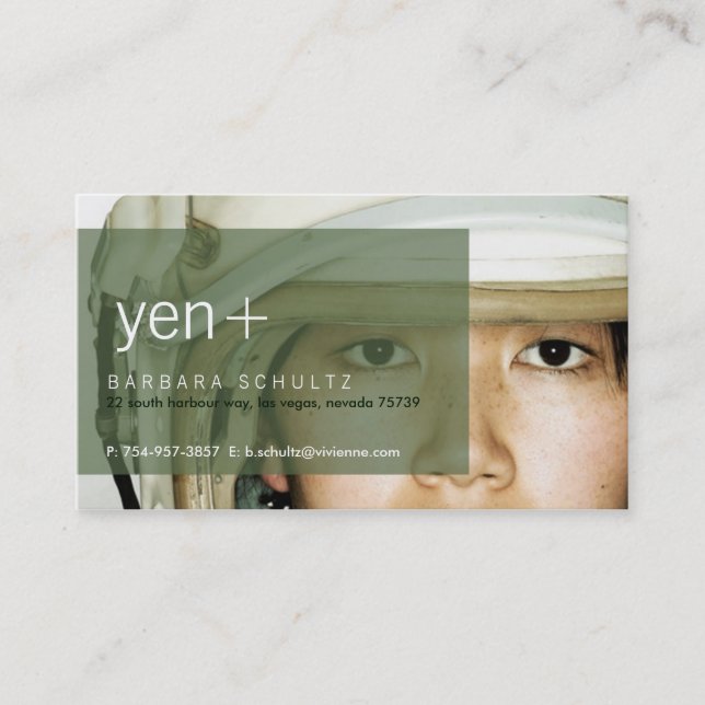 Yen's Face [green] Business Cards (Front)