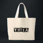 Yenta Yiddish Humour Large Tote Bag<br><div class="desc">Oversized canvas tote with a fun Yiddish expression, "Yenta" (chatty) printed on the front in a punk rock style typeface. Perfect for schlepping around the city!</div>
