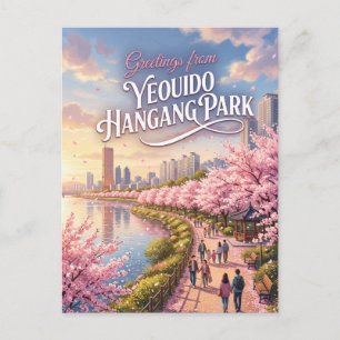 Yeouido Hangang Park Cherry Blossoms South Korea Postcard