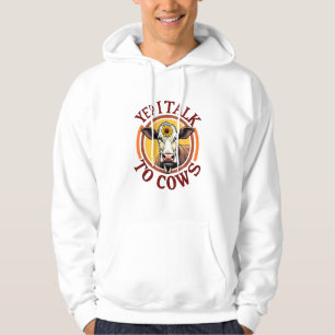 Yep I Talk To Cows Funny Vintage Dairy Farmer Cow Hoodie