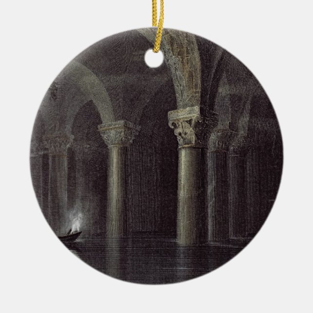 Yere Batan Serai (The Cisterns) Istanbul, engraved Ceramic Tree Decoration (Front)