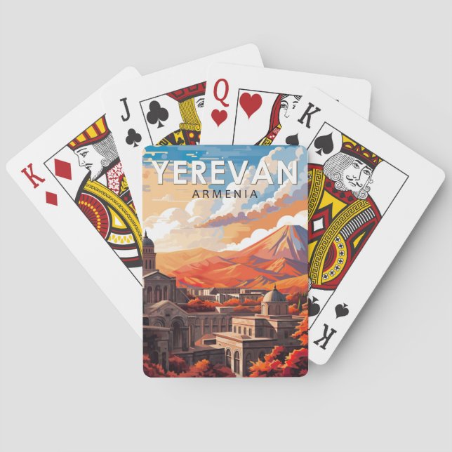Yerevan Armenia Travel Art Vintage Playing Cards (Back)