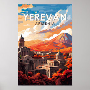 Yerevan Armenia Travel Art Vintage Poster