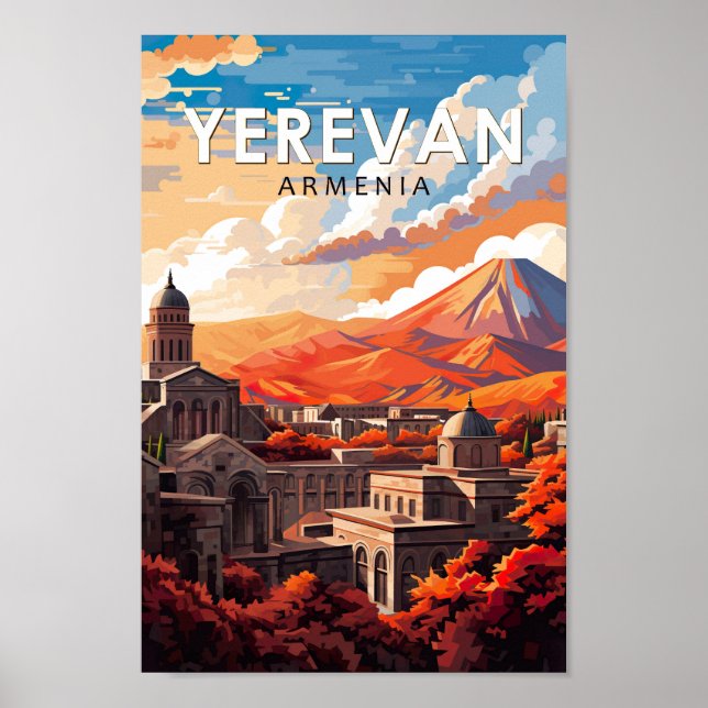 Yerevan Armenia Travel Art Vintage Poster (Front)