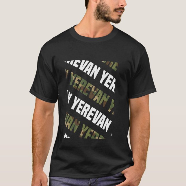 Yerevan Camo Pattern Green Camouflage T-Shirt (Front)