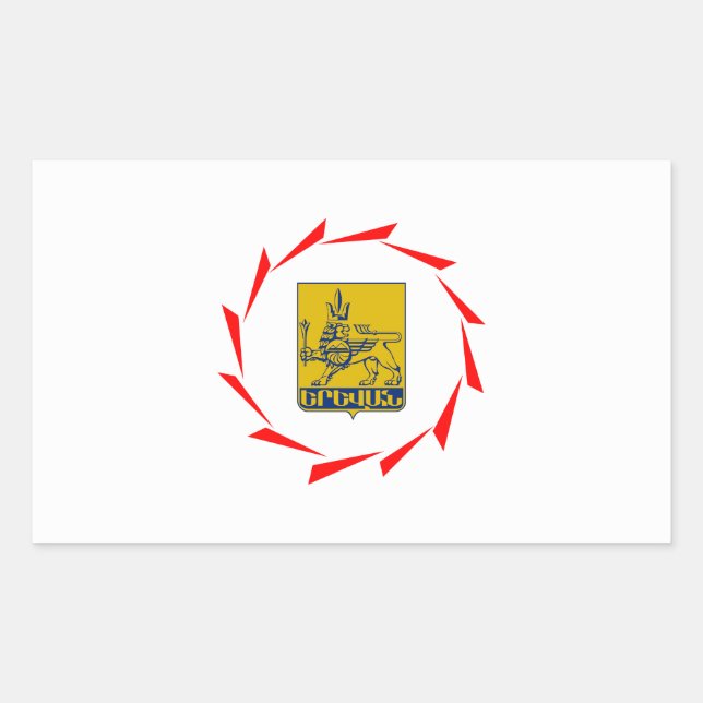  Yerevan city symbol Coat arms flag Armenia emblem Rectangular Sticker (Front)