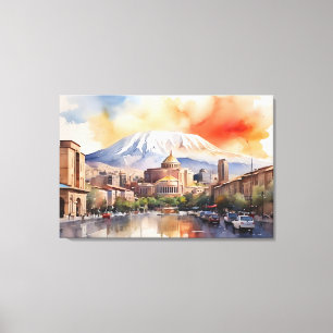 Yerevan watercolor art canvas print