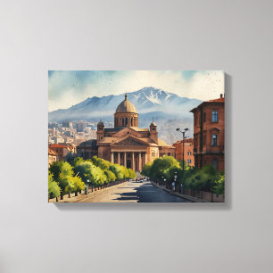 Yerevan watercolor art canvas print