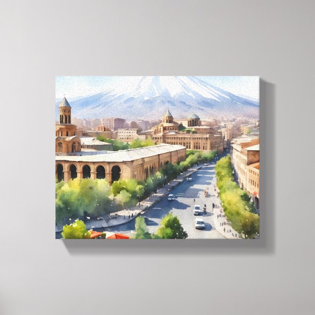 Yerevan watercolor art canvas print (Front)