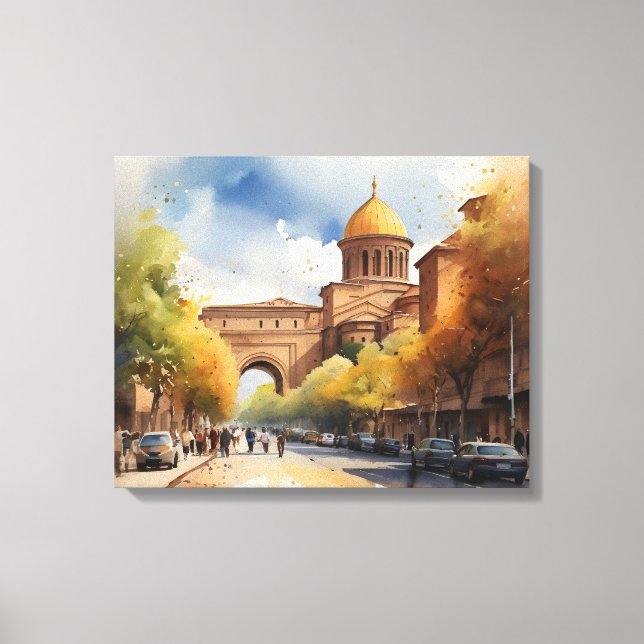 Yerevan watercolor art canvas print (Front)