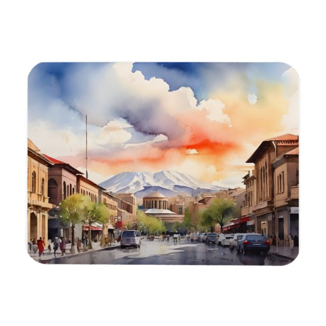 Yerevan watercolor art magnet (Horizontal)