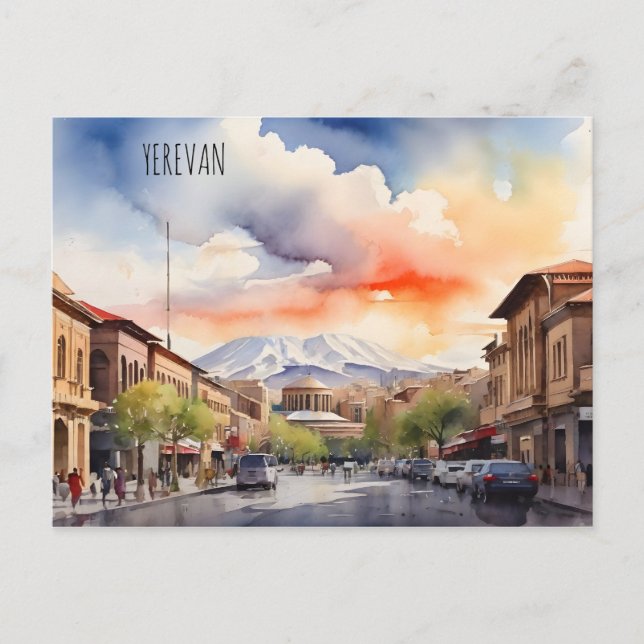 Yerevan watercolor art postcard (Front)