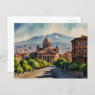 Yerevan watercolor art postcard