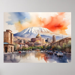 Yerevan watercolor art poster