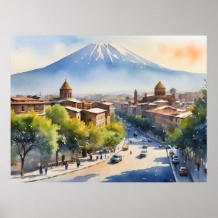 Yerevan watercolor art poster