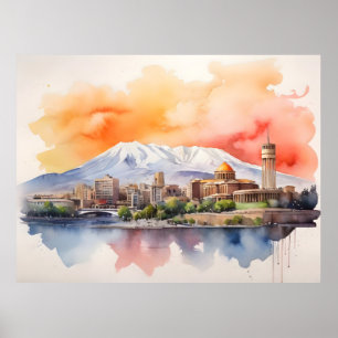Yerevan watercolor art poster