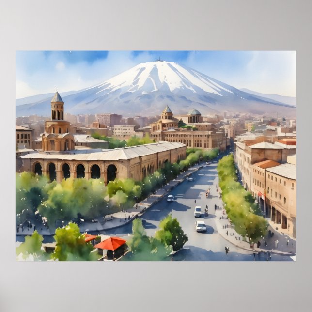 Yerevan watercolor art poster (Front)