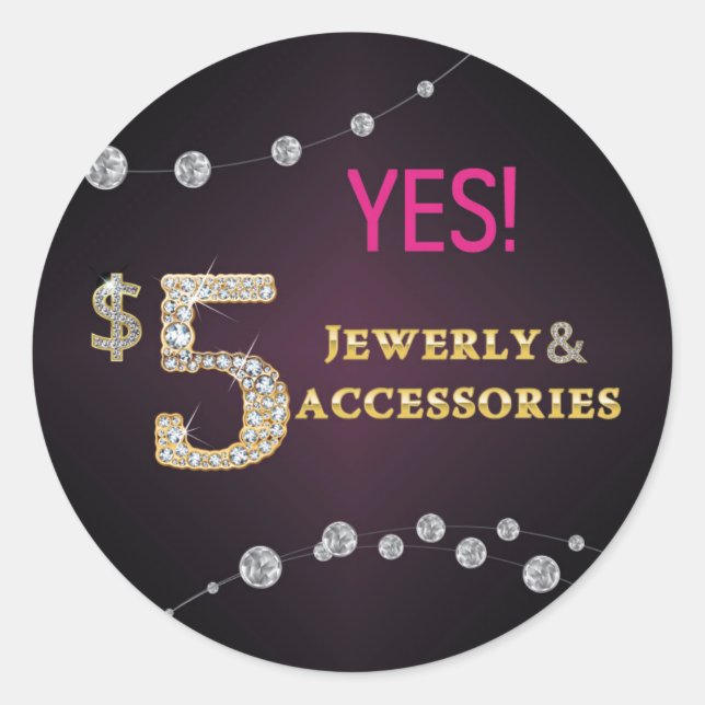 Yes! $5 Jewellery and Accessories Stickers (Front)