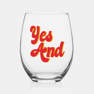 Yes And Improv Comedy Club Comedian Stemless Wine Glass