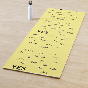 Yes and No in different languages in yellow Yoga Mat