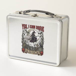 Yes Can Drive Stick Witch Graveyard Halloween_1 Metal Lunch Box