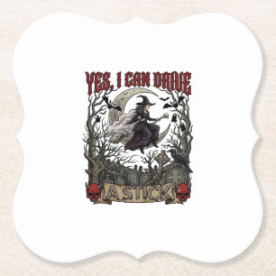 Yes Can Drive Stick Witch Graveyard Halloween_1 Paper Coaster