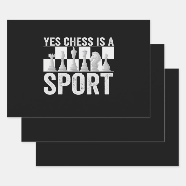 Yes Chess is a Sport Funny Chess Lovers Gift Wrapping Paper Sheet (Set)